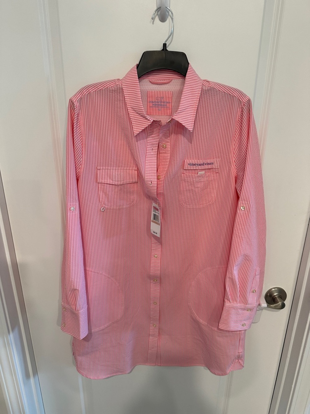Vineyard Vines Pink and White Striped Performance Coverup